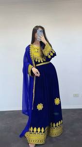 Handmade Kuchi Afghan Women's <b>Long</b> <b>Sleeve</b> <b>Dress</b> with Colorful Threadwork Embroidery and Fine Stitch Work Chiffon Fabric - Product Image 5