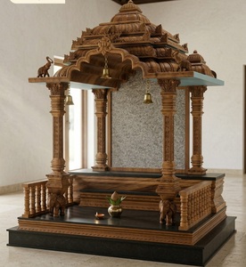 Templo Sikh de Madera de Teca Hecho a Mano y Personalizable, con Acabado Dorado Premium y Tradicional, para Sala de Pooja, Mandir de Gran Tamaño con Domo - Product Image 6