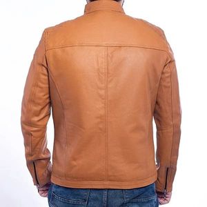 Chaqueta de motorista marrón tostado clásico Bohannon - Product Image 4