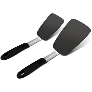 UT093 2 paket esnek silikon spatula turner 600F isıya dayanıklı spatula yapışmaz tencere için mutfak pişirme aletleri