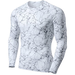 Tops de manga larga de compresión de gimnasio para hombre personalizados Capa base deportiva de secado rápido con material de tela de logotipo personalizado - Product Image 4