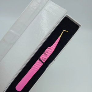 Pinzas de volumen de pestañas con agarre de diamante de acero inoxidable japonés de 90 grados, herramienta de extensión de pestañas con punta puntiaguda de oro rosa fuerte - Product Image 1