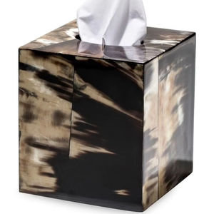 Corne de taureau et placage de bois boîte à mouchoirs élégant porte-mouchoirs pour salle de bain salon chambre bureau Design de luxe moderne - Product Image 1