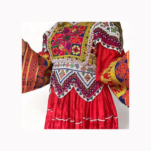 Salwar Kameez afghan élégant de haute qualité pour l'Aïd robe à manches longues de couleur unie avec col brodé pour les femmes afghanes - Product Image 3