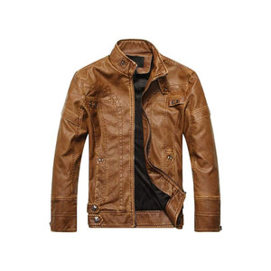 Chaqueta de cuero Hombres Slim Fit Abrigo corto Hombres Chaqueta de cuero de moda - Product Image 3