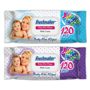 Freshmaker Premium Baby Toallitas húmedas 72 piezas con Fliptop 17*20cm 45gsm Alta calidad Mejor precio Frescura asegurada - Product Image 5