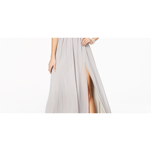 Abito da sera Emerald Sundae Junior in chiffon grigio con corpetto in pizzo decorato, taglia XL, stile semplice per feste, linea ad A, modello impero - Product Image 3