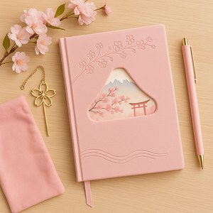 <span class=keywords><strong>Carnet</strong></span> LABON Sakura Mont Fuji, couverture en PU rose, journal <span class=keywords><strong>de</strong></span> style japonais, design découpé, fleurs <span class=keywords><strong>de</strong></span> cerisier en relief, journal OEM - Product Image 2