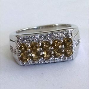 Natural <b>Whisky</b> Quartz Ring for Women 925 Sterling Silver Pear Shape Geometric Pattern Cut Natural Pearl Everyday Wear Shah Gems - Product Image 1