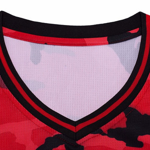 Red Camo Basketball Jersey <b>Set</b> Sleeveless 100% Polyester Breathable Waterproof <b>Sports</b> Uniform Elastic Waist Quick Dry Team - Product Image 2