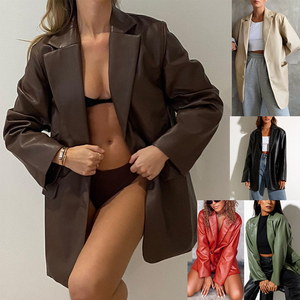 Veste respirante en cuir unique européenne et américaine Veste de costume chaude et décontractée Veste en cuir pour femme - Product Image 5