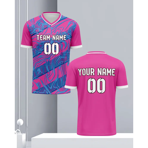 เสื้อฟุตบอลอเมริกันสีชมพูฟ้าสั่งทำพิเศษ พิมพ์ลายดิจิตอลแบบระเหิดคุณภาพพรีเมียม เสื้อครอปท็อปทีมฟุตบอลคุณภาพพรีเมียม - Product Image 3