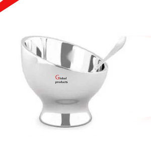 Nuevo cuenco de servicio decorativo de diseño de acero inoxidable con acabado plateado para restaurante y bar de hotel - Product Image 2