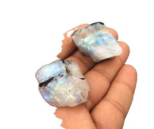 2 Pieces Natural White Black Rainbow Moonstone-Untreated Rough Gemstone Specimens for Home Decor Jewelry Making Loose Gemstones - Product Image 1