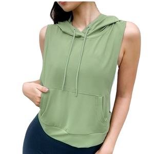 Camiseta Deportiva Informal Holgada para Gimnasio, Tops de Yoga sin Mangas, Camisetas de Yoga de Secado Rápido con Bolsillos, Chaleco Deportivo con Capucha - Product Image 1