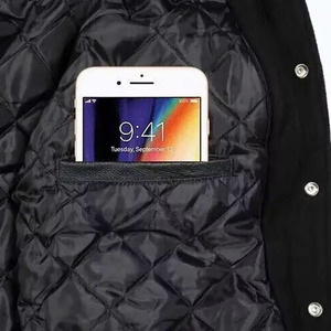 Chaqueta de satén de talla grande de diseño personalizado para hombre, transpirable, cómoda, de invierno, Varsity Baseball Bomber con cierre de cremallera de piel de oveja - Product Image 6