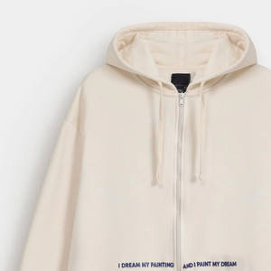 Sweat à capuche décontracté d'hiver 100 % coton de haute qualité, coupe régulière, molleton épais, épaules tombantes, poches, séchage rapide, respirant - Product Image 2