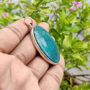 Colgante de piedras preciosas de turquesa Natural hecho a mano, estilo bohemio, forma ovalada, joyería de plata esterlina, collar para niños, abalorio para - Product Image 6