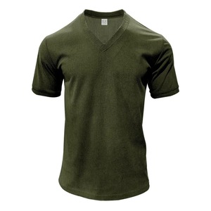 Camiseta de Verano para Hombre, Estilo Europeo y Americano, Cuello en V, Color Sólido, Corte Ajustado, Informal, de Alta Calidad - Product Image 6
