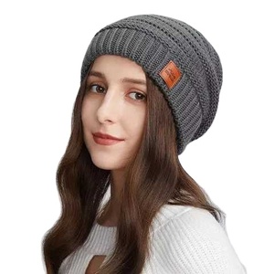 New Arrival Soft <b>plain</b> Detachable Beanie Pompom <b>Cap</b> acrylic Hat Baggy Slouchy 100% customized embroidery Logo <b>Cap</b> - Product Image 6