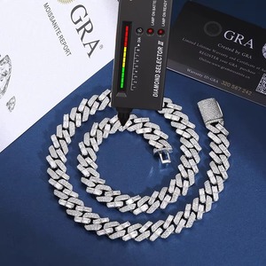 925สร้อยคอเพชรโมอิสสีเงินสเตอร์ลิงสร้อยคอโซ่ไมอามี่ขอบถนนคิวบาเครื่องประดับฮิปฮอปของขวัญคริสต์มาส - Product Image 2