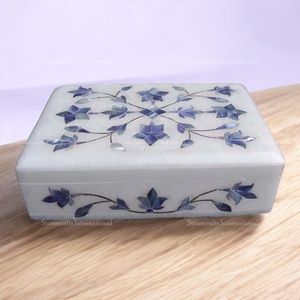Boîte à bijoux en marbre multicolore fabriquée en Inde Travail de nacre de luxe Design exclusif Décor de table parfait pour l'Inde - Product Image 1