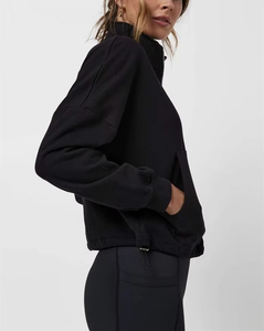 Half <b>Zipper</b> black Color Women 1/2 Zip Pullover Hoodie Custom Women's Sweatshirt Neck Half Zip Oversized Pullover Hoodie - Product Image 3