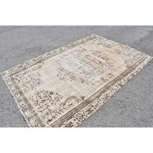 Alfombra turca Vintage de 5,4x8,3 pies, Beige, marrón, área grande, respaldo de látex de lana, Patchwork para adolescentes, alfombra Rectangular para pasillo y habitación - Product Image 2