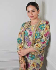 Designer Ladies' Silk Jump-Suit Western Style Printed Koti <b>Shrug</b> Fancy Salwar Kameez - Product Image 2