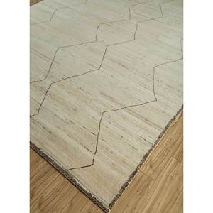 Alfombra de Lana Afgana Anudada a Mano Zuri Ivory, Patrón Geométrico Abstracto Enm-3054, Alfombra Rectangular Nueva para Sala de Estar o Pasillo, Viscosa - Product Image 2