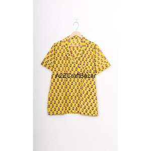 Floral Design Summer Short Sleeve Woven Pajama Set Solid Printed 100% Cotton Soft Breathable Sleepwear Daily - Product Image 2