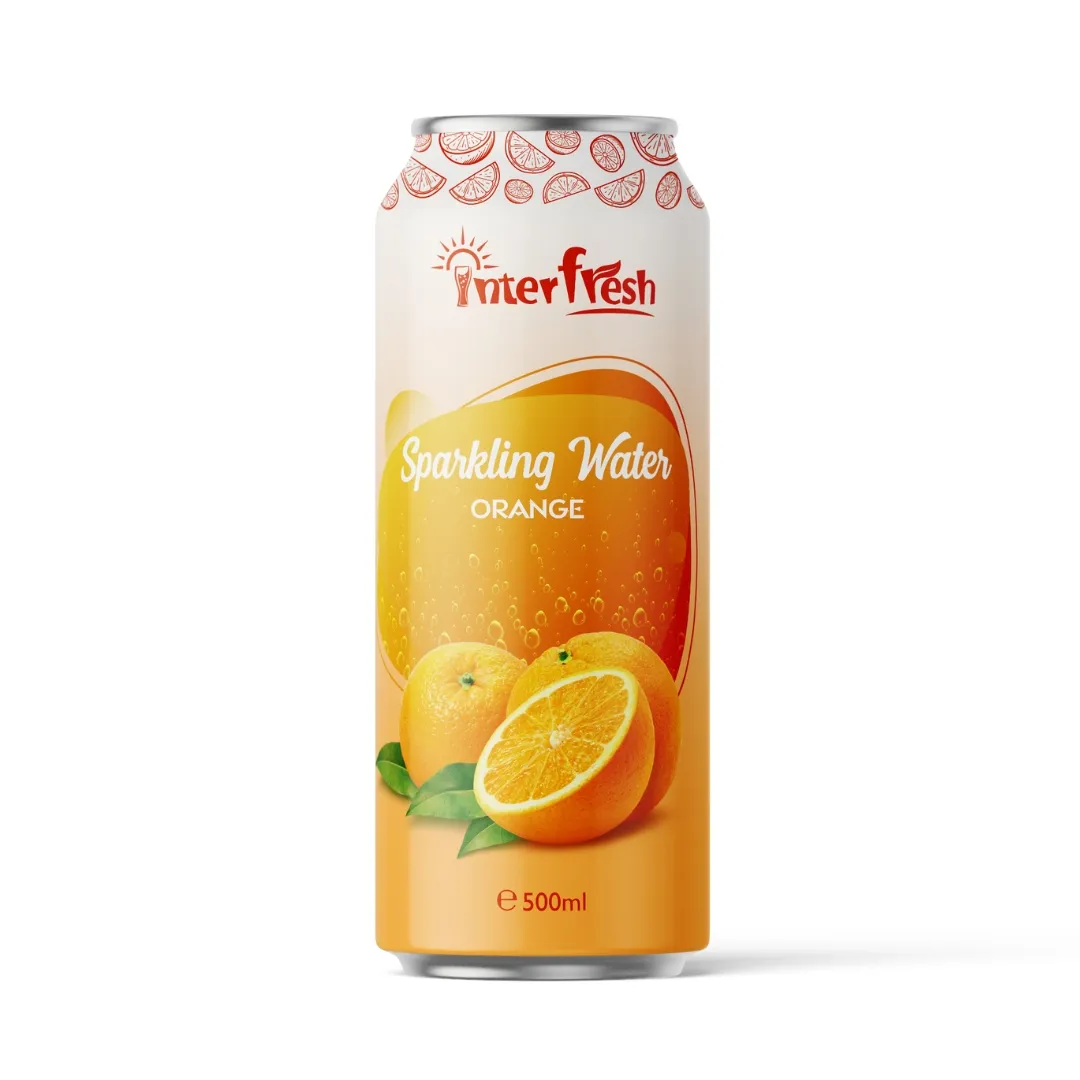 INTERFRESH portakal meyve suyu içecek 320ml içinde alüminyum kutu günlük kullanım toptan fabrika fiyat meyve suyu köpüklü içecek