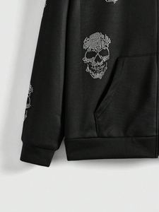 New fashion Unisex Rhinestones hoodies durable fabric <b>top</b> trending reasonable rate Rhinestones men's hoodies with high quality - Product Image 5