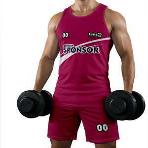 Conjunto de ropa deportiva para hombre, camiseta sin mangas y pantalones cortos con logotipo personalizado OEM ODM 2025, ropa de gimnasio transpirable de secado rápido, ropa de entrenamiento activo - Product Image 1