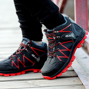 Scarpe antinfortunistiche da uomo in pelle microfibra rossa nera con punta in acciaio, stivali da lavoro Sole in gomma antiforatura - Product Image 2