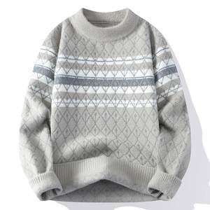 Pull en maille jacquard pour homme 2025, 100% coton, pull d'hiver tendance, confortable, anti-froissement, anti-boulochage, dernier design OEM - Product Image 5