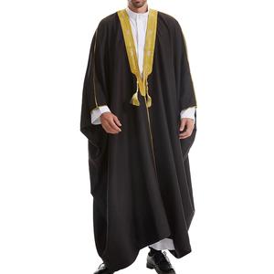 Ropa musulmana tradicional Abaya para hombre en stock con mangas largas bordadas, bata árabe holgada - Product Image 2