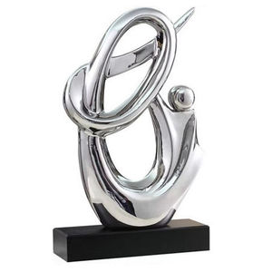 Sculpture moderne, base en métal noir et fil d'argent torsadé, design élégant, sculpture de luxe de qualité supérieure pour table, vente en gros - Product Image 1