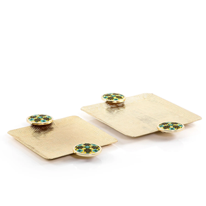 ENSEMBLE DE 2 plateaux de service sur mesure de style magnifique plateau de service fini en or fournisseur en métal et fabrication de l'Inde - Product Image 2