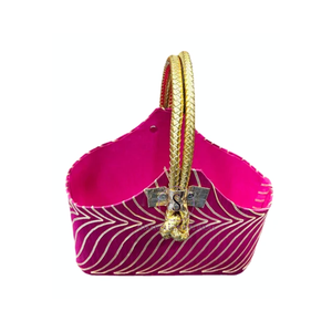 Indian Handmade Designer Designer <b>Basket</b> <b>Bag</b> Beautiful Lining Pattern Embroidered <b>Basket</b> <b>Bags</b> for Women for Wedding Favors - Product Image 1