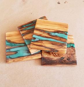 Direct Factory Supply New Arrival Unique Design Square Acacia Wood and Epoxy Resin Coasters <b>for</b> Home Available <b>for</b> <b>Sale</b> Stone - Product Image 1