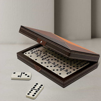 Jeu Double Six Domino dans une boîte en similicuir de qualité supérieure pour des heures de plaisir