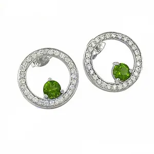 "<b>Green</b> Peridot 925 Silver Stud Earrings for Women's Fashion <b>Jewelry</b>" - Product Image 1
