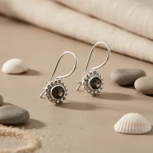 Pendientes de Plata 925 con Borla y Piedra Negra para Mujer, Joyería Colgante Chapada en Oro de 18K, Material de Oro Blanco, Piedra Principal Perla - Product Image 3