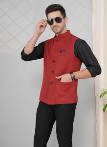 Chaleco Formal Sin Mangas de Tela de Lujo Color Óxido para Hombre, de la Mejor Calidad, para Novios, Bodas y Ocasiones Especiales, en Venta - Product Image 4