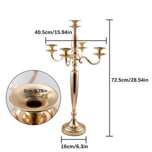 Aluminum Gold Candelabra 5 Arms Best Selling Candelabra for Table Centerpiece High Quality Dinner Table Decorative Item - Product Image 2