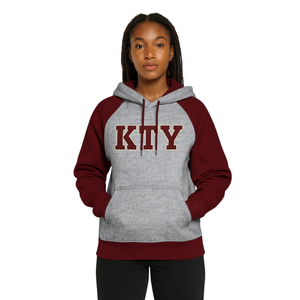 DST Delta Gris Corps Marron Manches Raglan Pull à capuche Coton mélangé Grec Sorority Apparel Divine Nine HBCU Soror Hoodie - Product Image 1