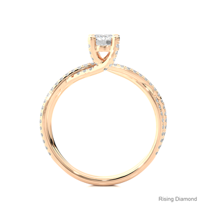 Anillo de compromiso de diamante cultivado en laboratorio de corte redondo de 0,36 quilates, anillo de regalo de aniversario de diamante CVD de oro rosa para ella - Product Image 2