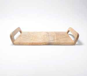 Plateau en bois avec poignée en métal Petit déjeuner Déjeuner Dîner Plateau en bois Plateau de service en bois d'Inde - Product Image 2