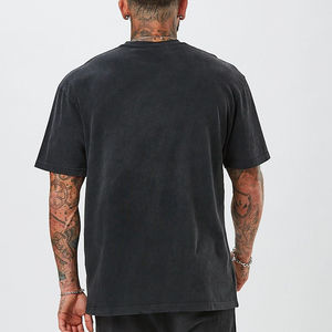 Venta al por mayor 100% algodón sólido Streetwear Hip Hop camisetas de gran tamaño con logotipo frontal personalizar Estilo Vintage - Product Image 3